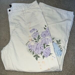 Polo by Ralph Lauren White Floral Wide Leg Pants